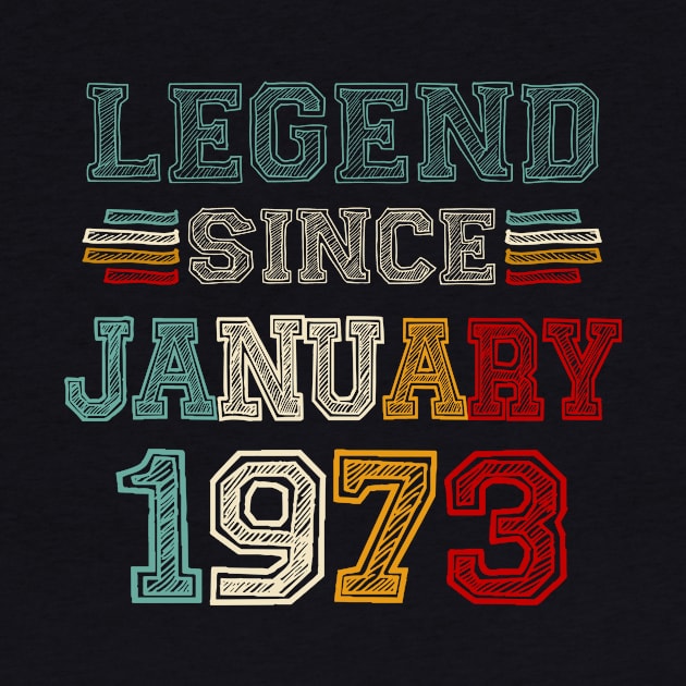 50 Years Old Legend Since January 1973 50th Birthday by Gearlds Leonia